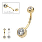 Threaded Double Round Bezel Navel Yellow Gold 14k