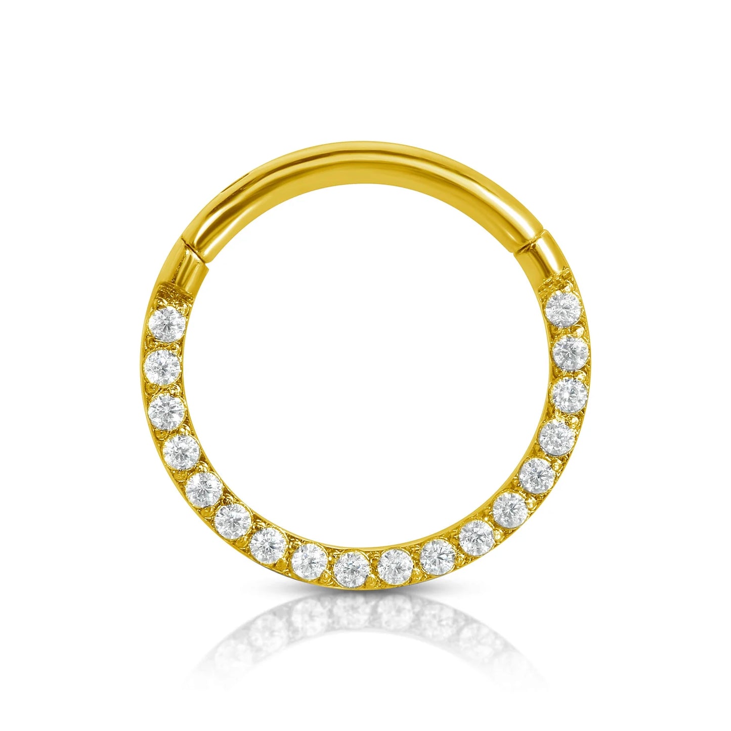 Classic Clicker with Forward Facing Gems Yellow Gold 14k