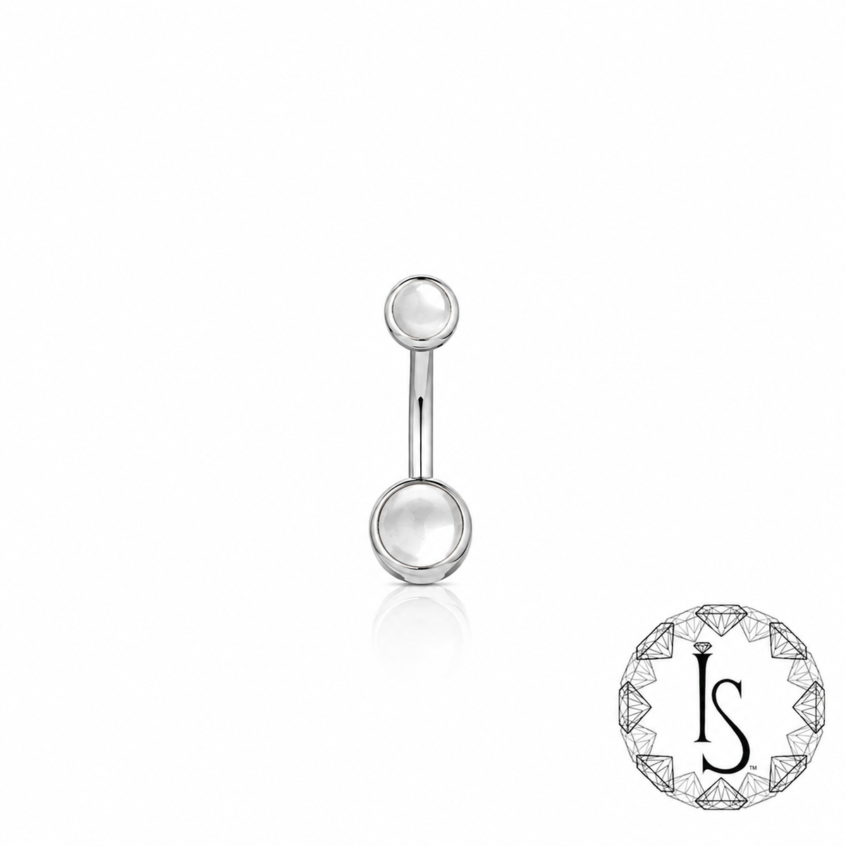 Titanium Bezel-set Natural Stone Cabochon Gem Navel