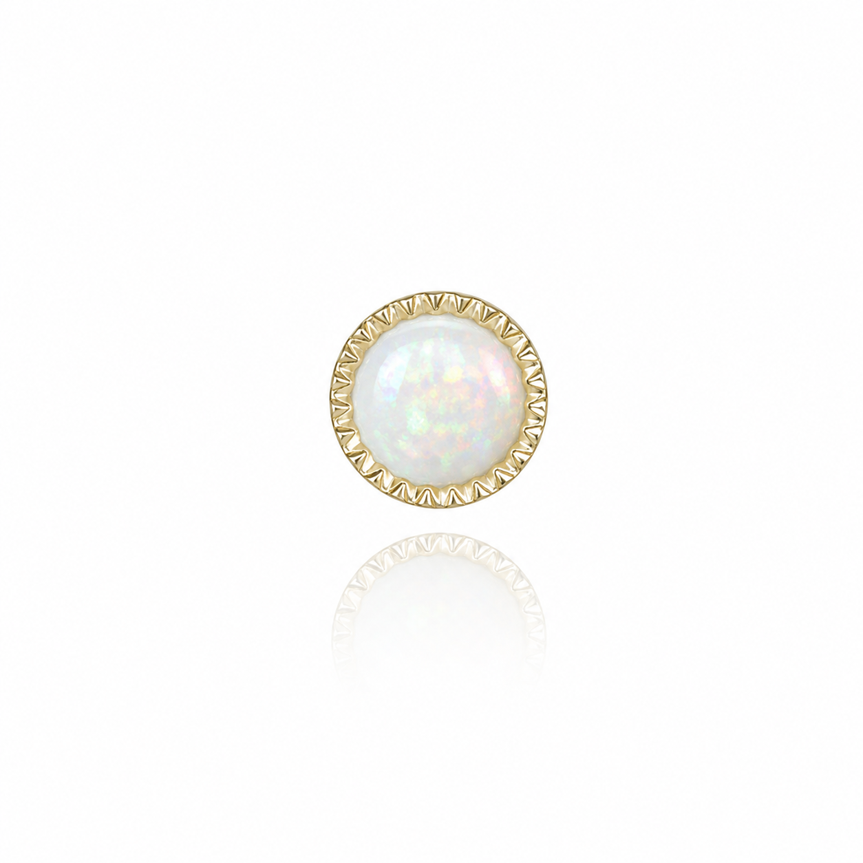 Top Yellow Gold Caboshon with Opals
