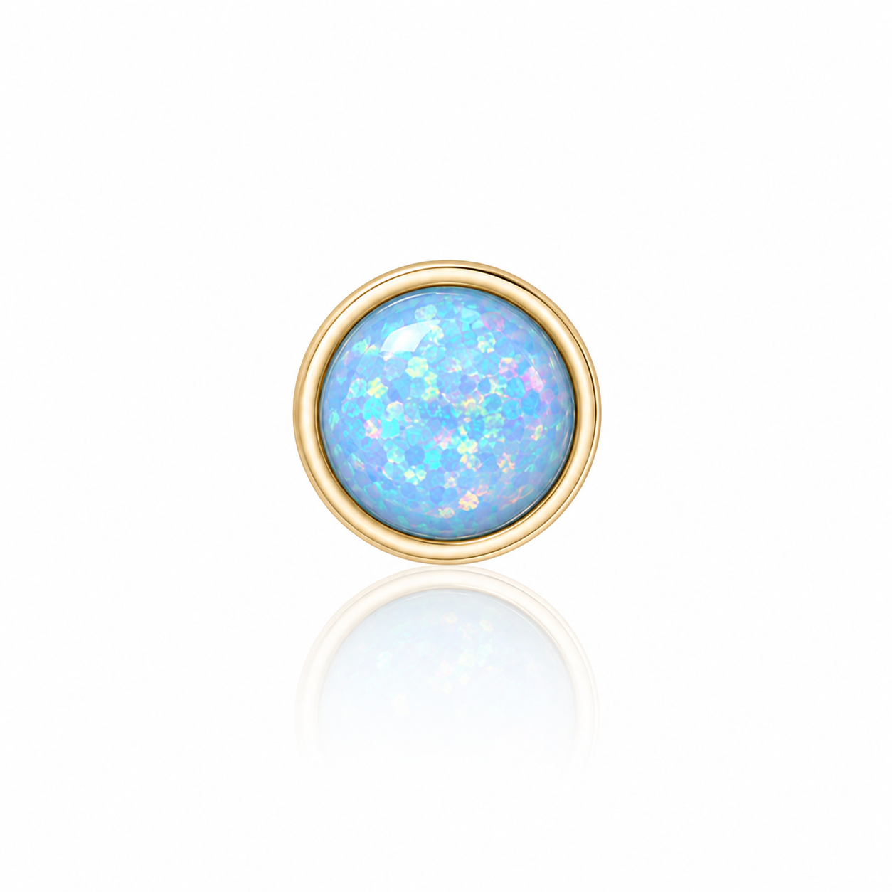 Top Yellow Gold Caboshon with Opals