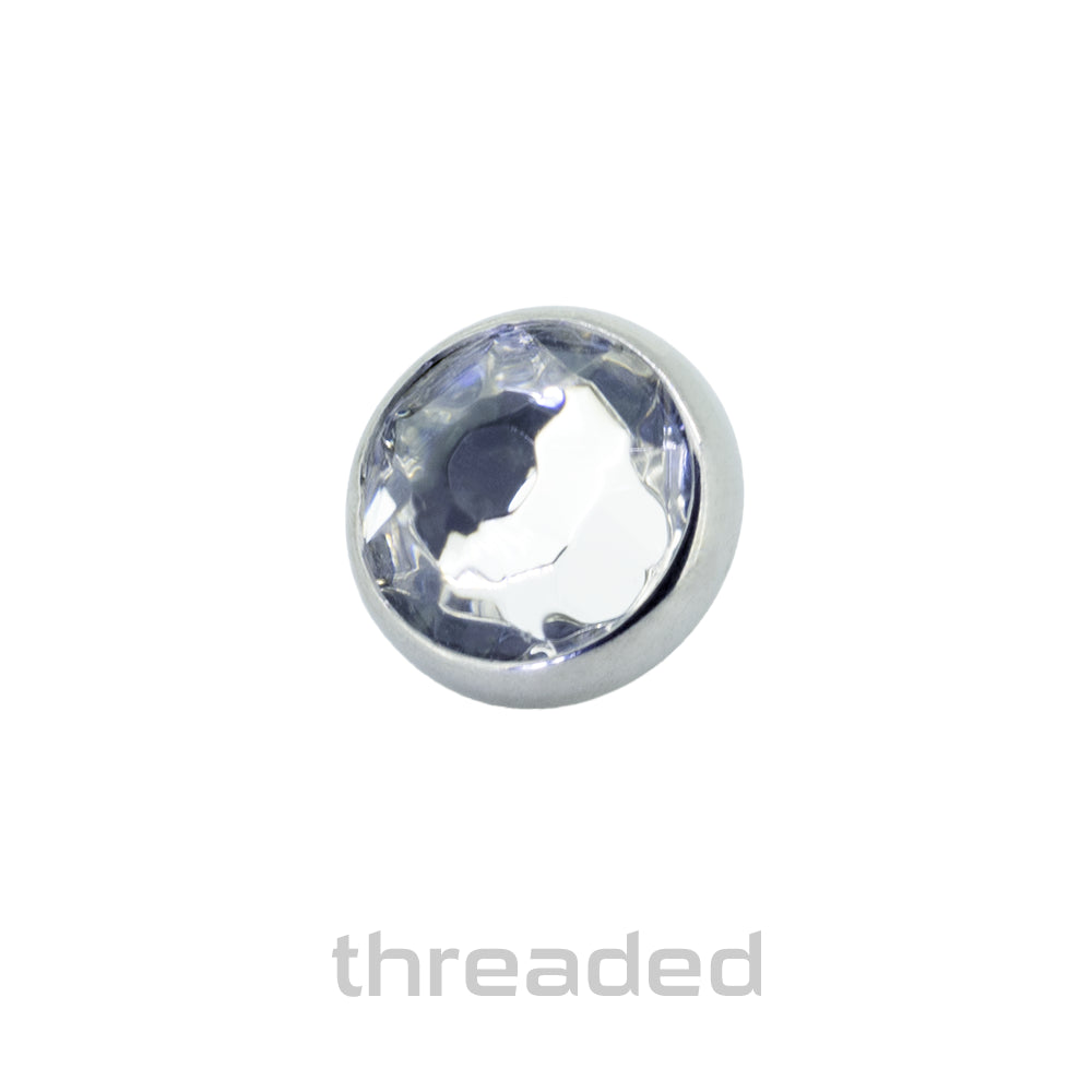 Titanium Threaded Flat Backed Faceted Gem End
