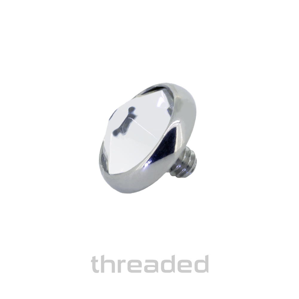 Titanium Threaded Flat Backed Faceted Gem End