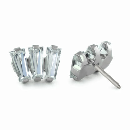 Titanium Baguette Cut Gem Fan Cluster