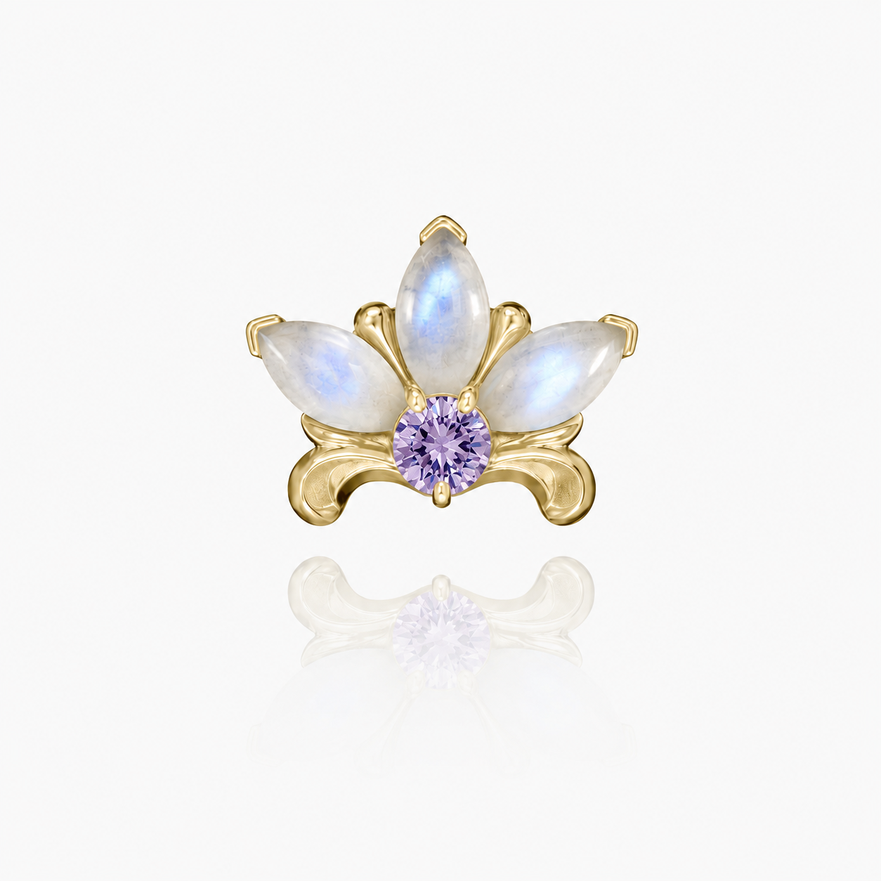 Top Yellow Gold Lilac with Cabs