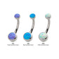 Titanium Threaded with Bezel Set Double Opal Navel Curves