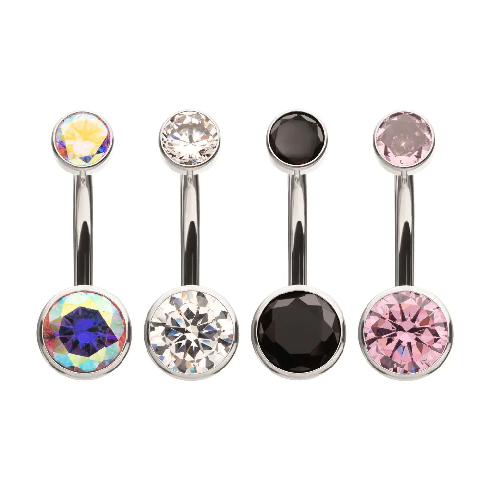 Titanium Threaded Double Bezel Round Navel