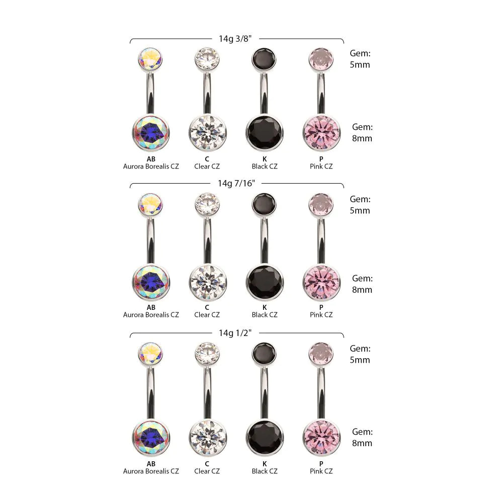 Titanium Threaded Double Bezel Round Navel