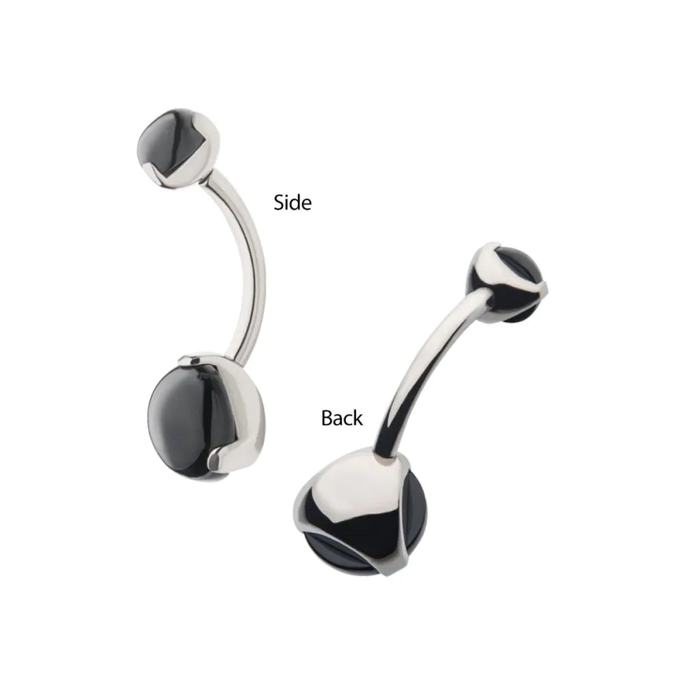 Titanium Threaded with 3 Prong Set Double Stone Navel