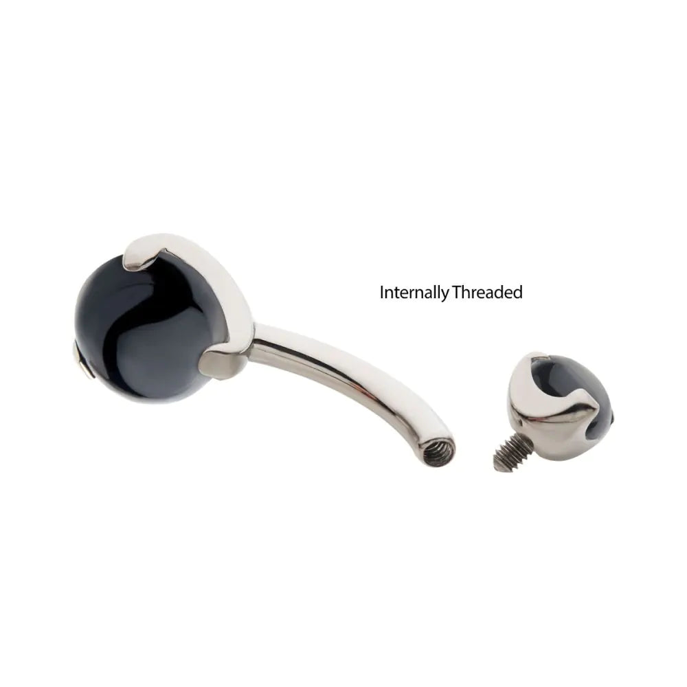 Titanium Threaded with 3 Prong Set Double Stone Navel